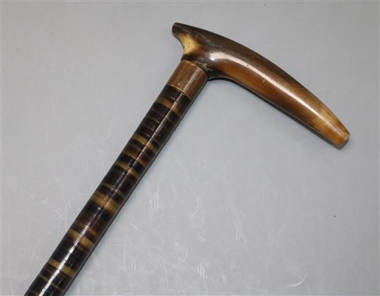 An early 20th century segmented horn walking stick